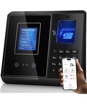 5s Setup Time Clock – Multi-Punch Daily, Auto Break & Lunch, App-Based, 10 IC...